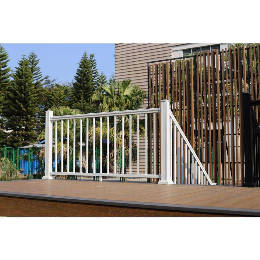 NewTechWood Allure 96 in. x 42 in. White Aluminum Preassembled Railing Kit