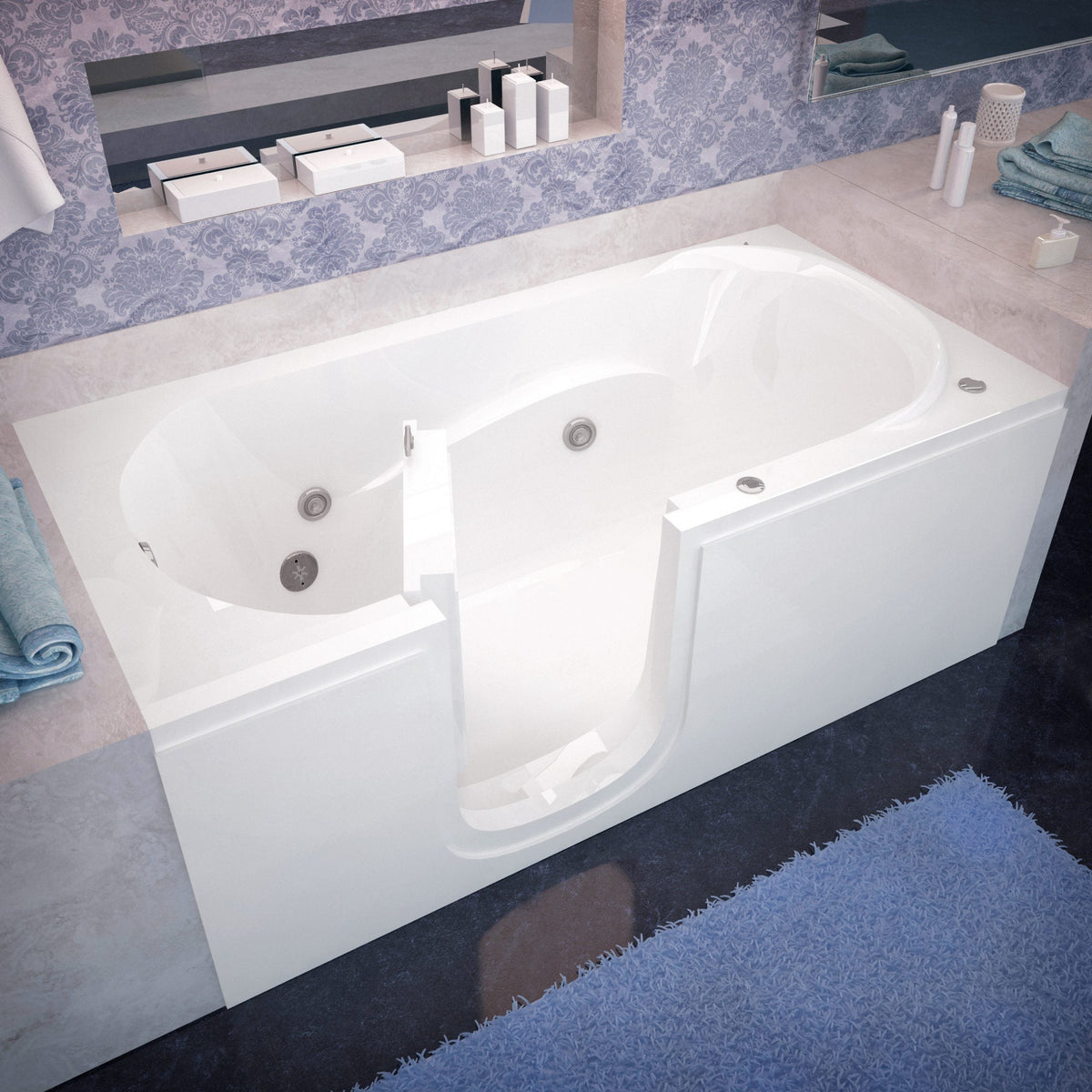 Universal Tubs HD Series 60 in. Right Drain Step-In Walk-In Soaking Bath Tub with Low Entry Threshold - White