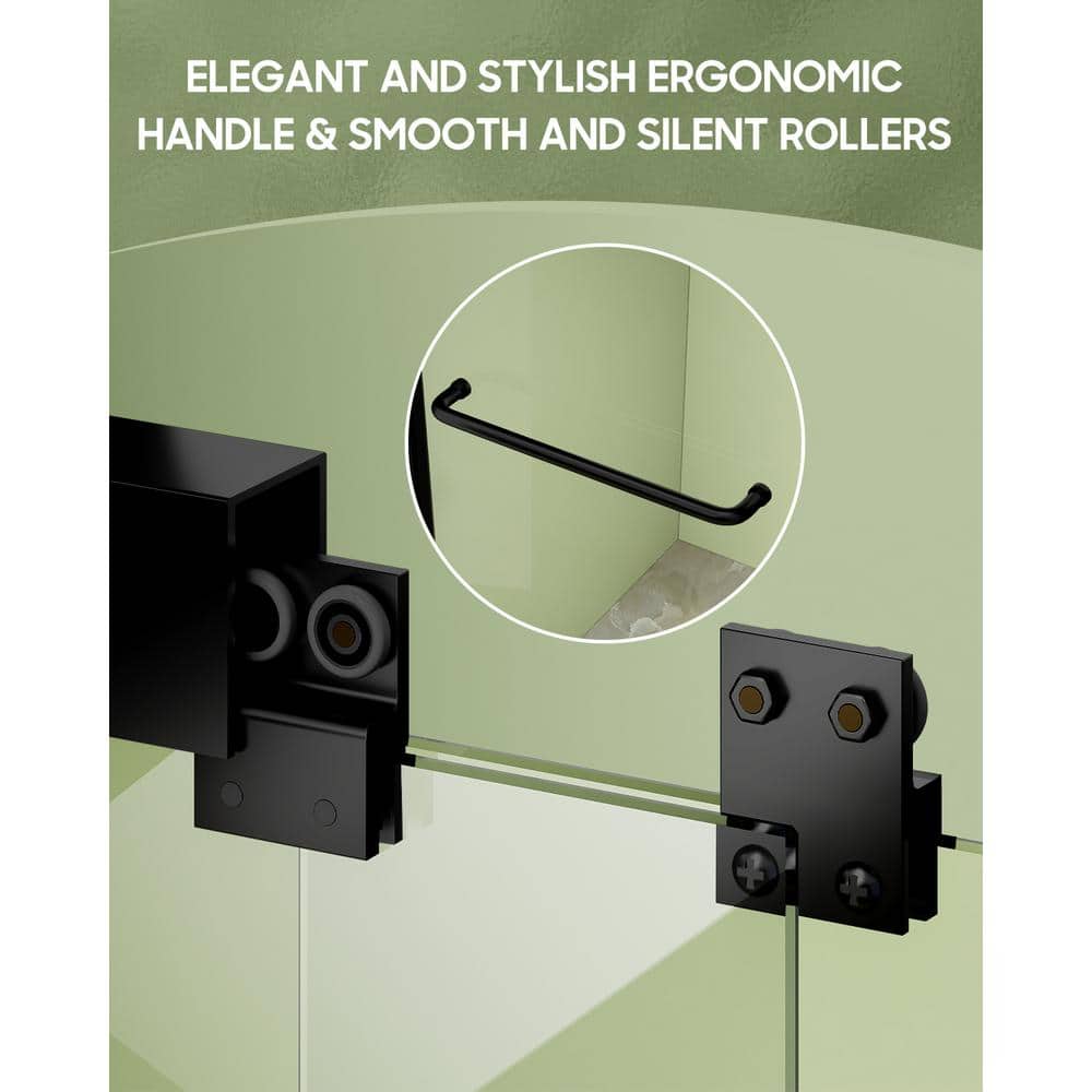 niveal Loopy 60 in. W x 76 in. H Sliding Glass Shower Doors with 1/4 in. (6 mm) Clear Tempered Glass, Matte Black Finish