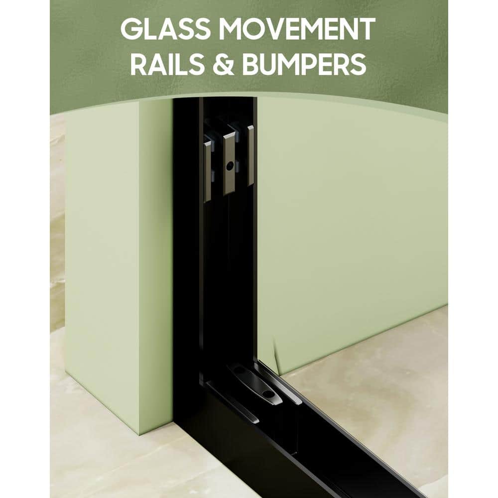 niveal Loopy 60 in. W x 76 in. H Sliding Glass Shower Doors with 1/4 in. (6 mm) Clear Tempered Glass, Matte Black Finish