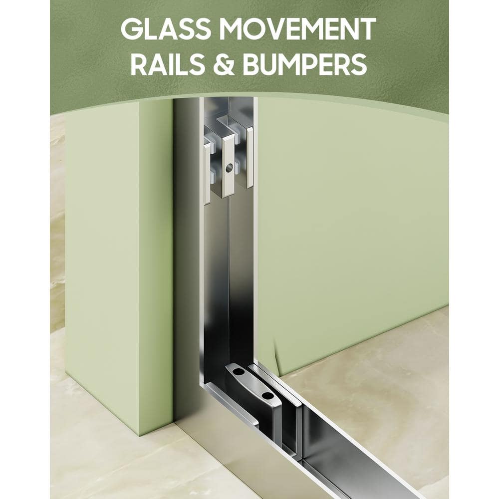 niveal Loopy 60 in. W x 76 in. H Sliding Glass Shower Doors with 1/4"(6mm) Clear Tempered Glass, Silver Finish