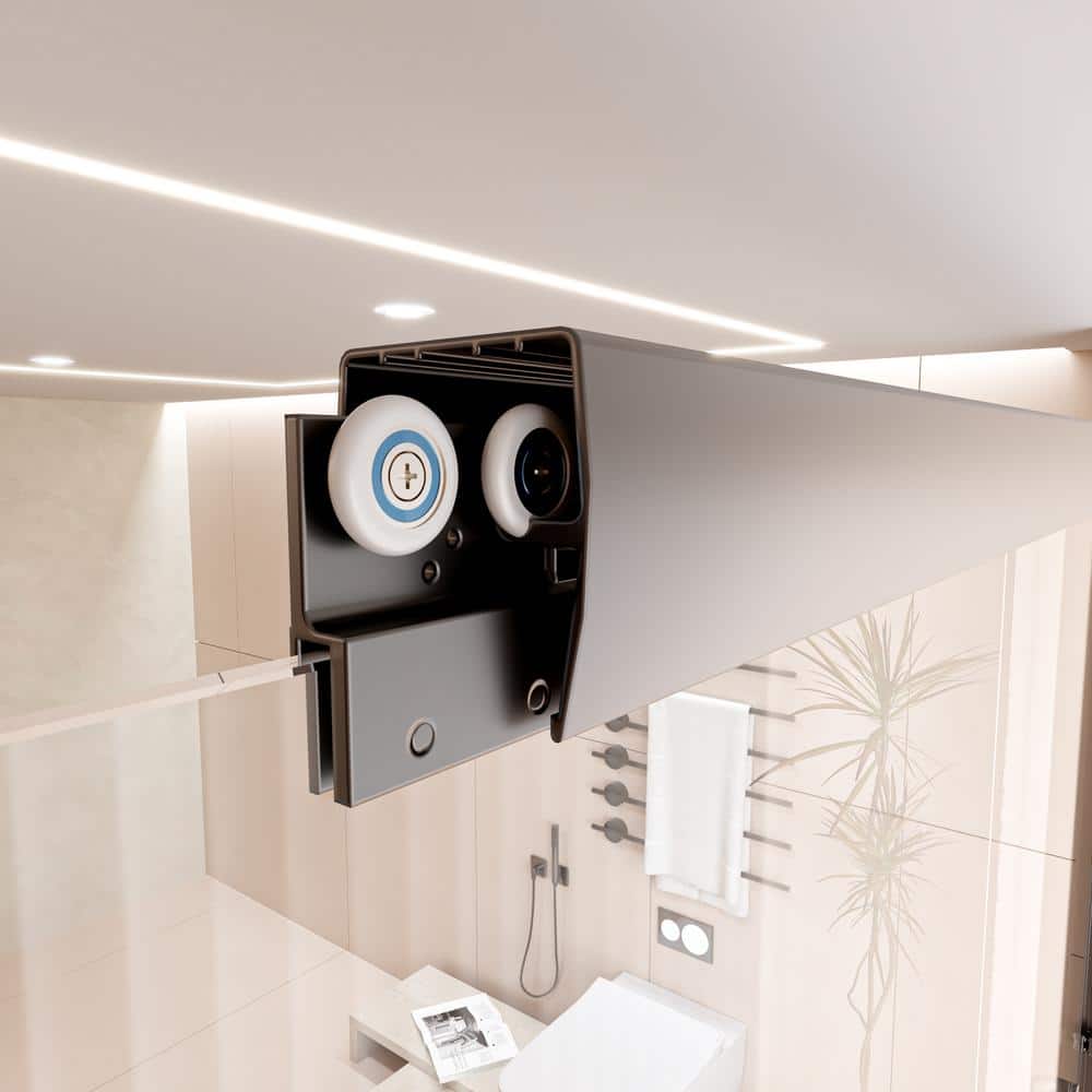 Nivencai 60 in. W x 70 in. H Sillding Semi-Frameless Shower Door in Matte Black with Tempered Clear Glass