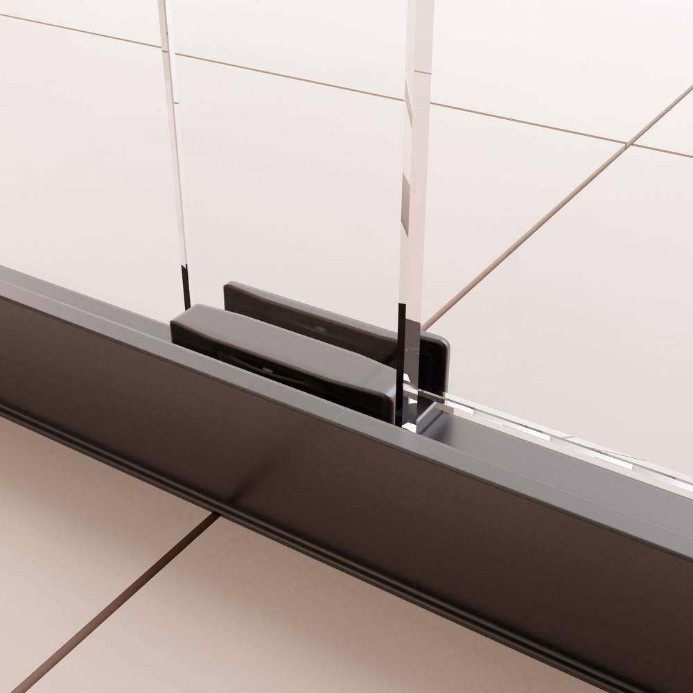 Nivencai 60 in. W x 70 in. H Sillding Semi-Frameless Shower Door in Matte Black with Tempered Clear Glass