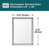 Delta 24 in. W x 36 in. H (M3) Frameless Rectangular Deluxe Glass Bathroom Vanity Mirror