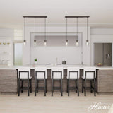 Hunter Hartland 3-Light Noble Bronze Island Chandelier with Clear Seeded Glass Shades