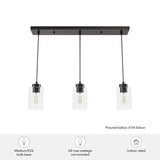 Hunter Hartland 3-Light Noble Bronze Island Chandelier with Clear Seeded Glass Shades