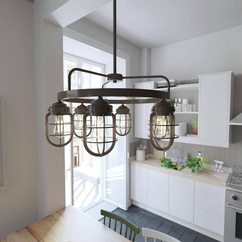 Hunter Starklake 6 Light Noble Bronze Circular Chandelier Kitchen Light