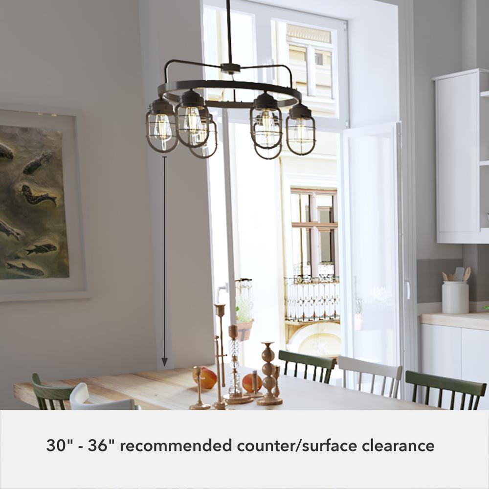 Hunter Starklake 6 Light Noble Bronze Circular Chandelier Kitchen Light