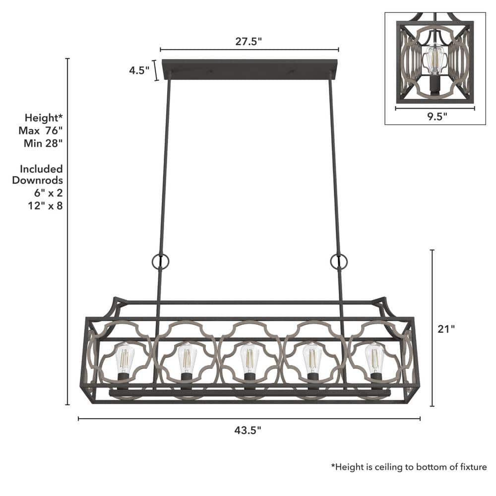 Hunter Stone Creek 5 Light Noble Bronze Basket Chandelier Dining Room Light