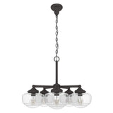 Hunter Saddle Creek 5-Light Noble Bronze Schoolhouse Chandelier with Clear Seeded Glass Shades