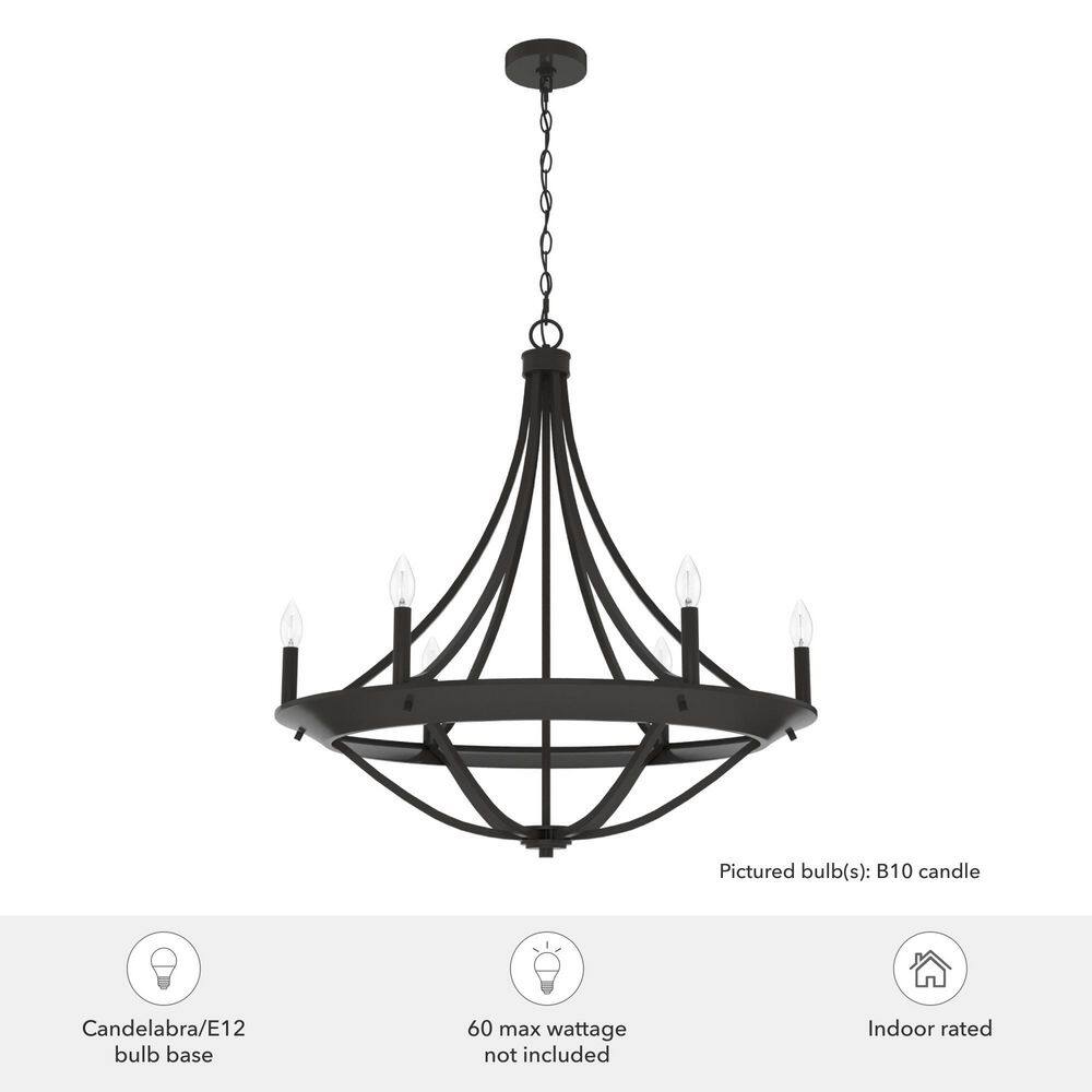Hunter Perch Point 6-Light Noble Bronze Candlestick Chandelier