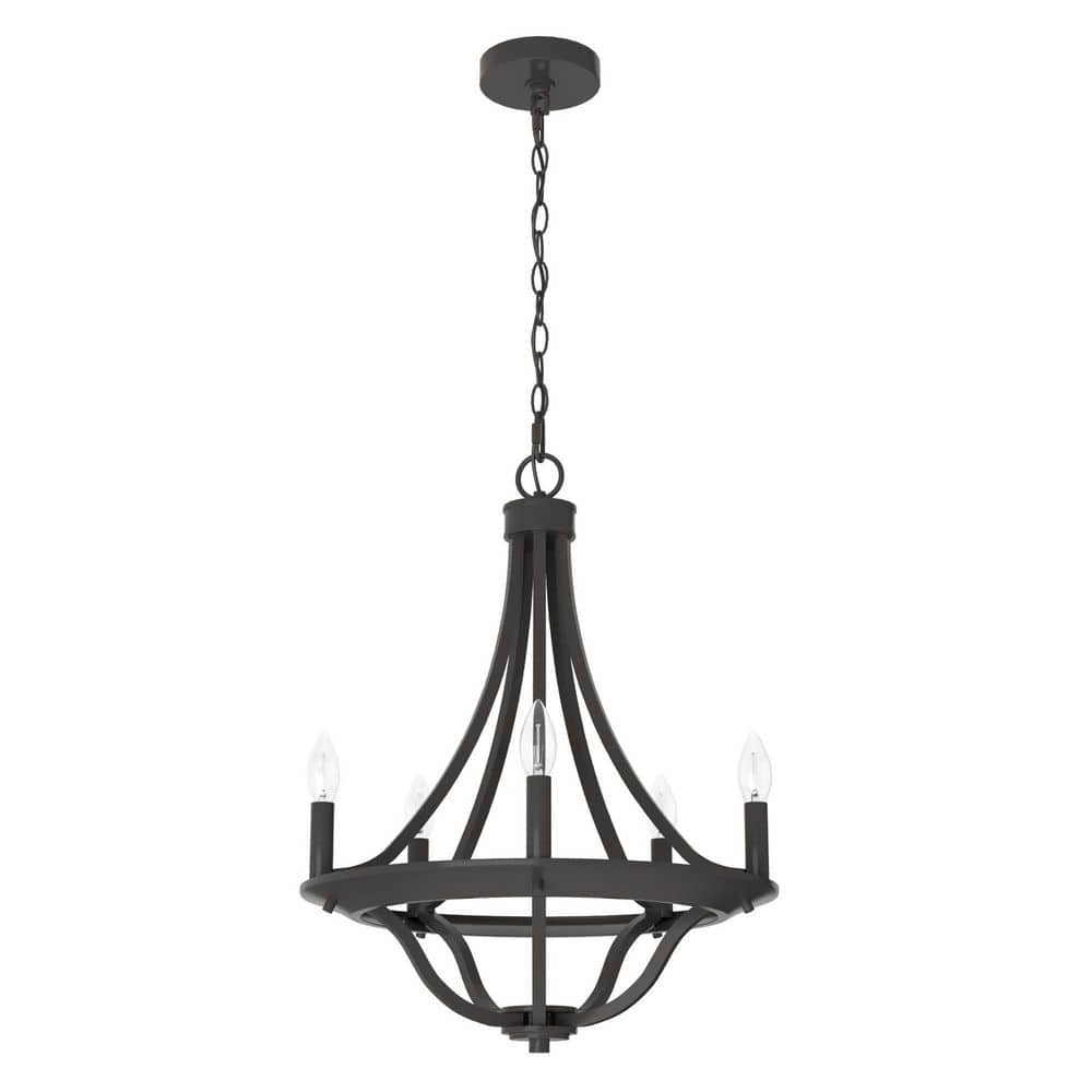 Hunter Perch Point 5-Light Noble Bronze Candlestick Chandelier