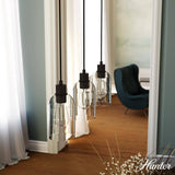 Hunter Lochemeade 3 Light Noble Bronze Shaded Chandelier with Clear Seeded Glass Shades Kitchen Light