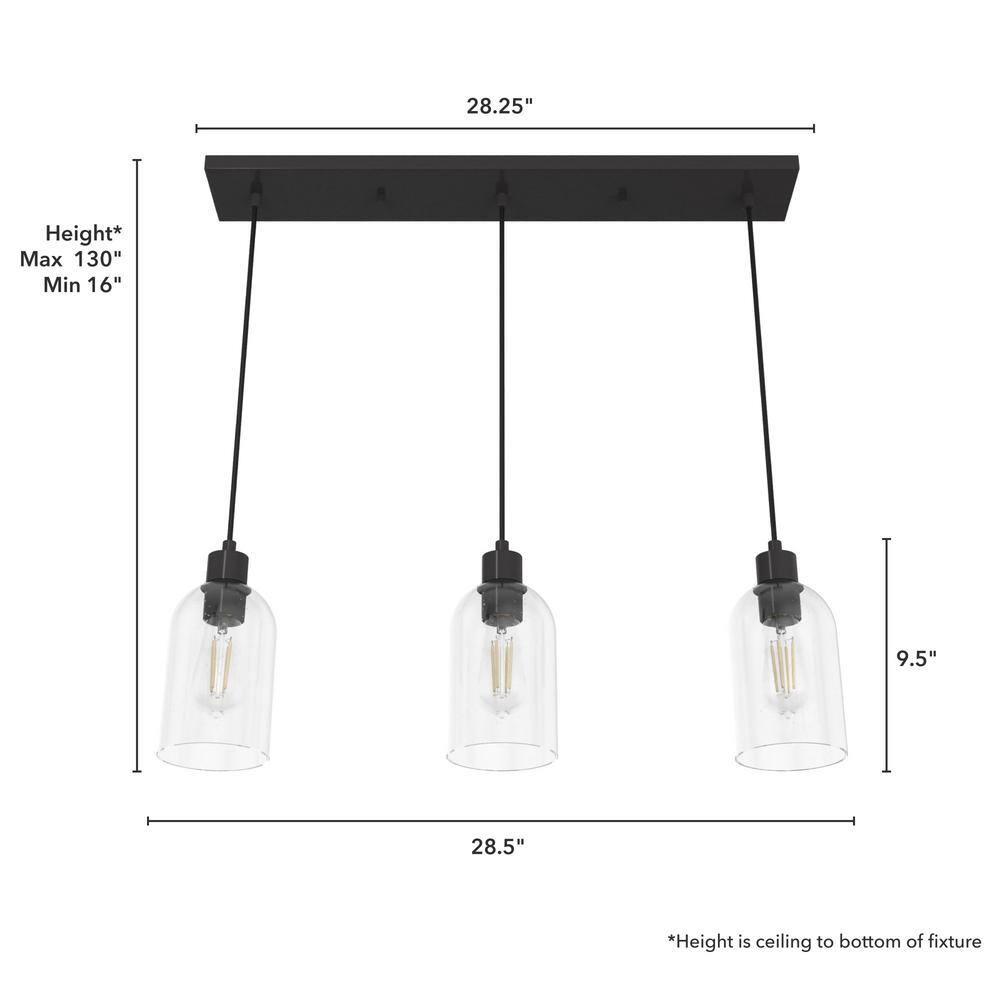 Hunter Lochemeade 3 Light Noble Bronze Shaded Chandelier with Clear Seeded Glass Shades Kitchen Light