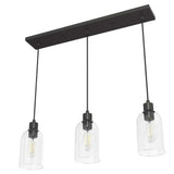 Hunter Lochemeade 3 Light Noble Bronze Shaded Chandelier with Clear Seeded Glass Shades Kitchen Light