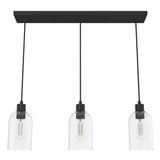 Hunter Lochemeade 3 Light Noble Bronze Shaded Chandelier with Clear Seeded Glass Shades Kitchen Light