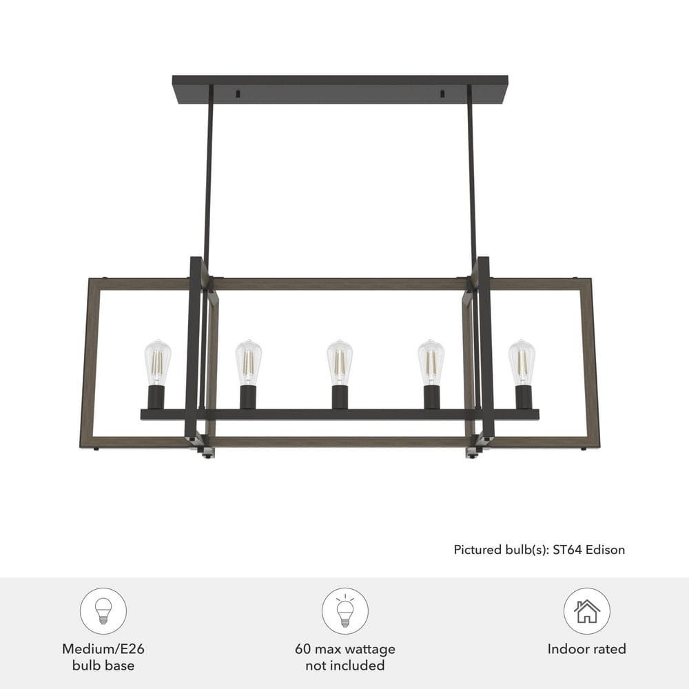 Hunter Woodburn 5-Light Noble Bronze Candlestick Chandelier