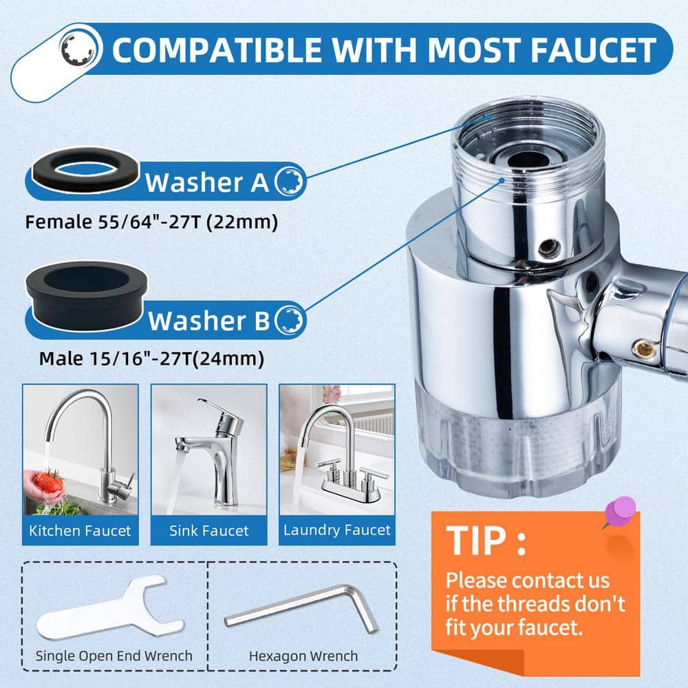 Numhew Water Filter with 9-Piece Cartridges and 360° Swivel Aerator