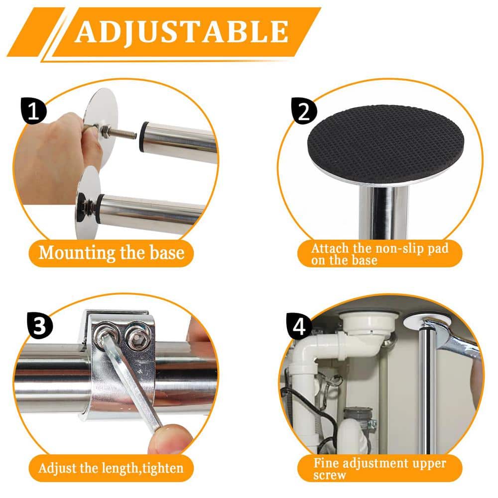 Numhew Adjustable Stainless Steel Undermount Sink Bracket Kit