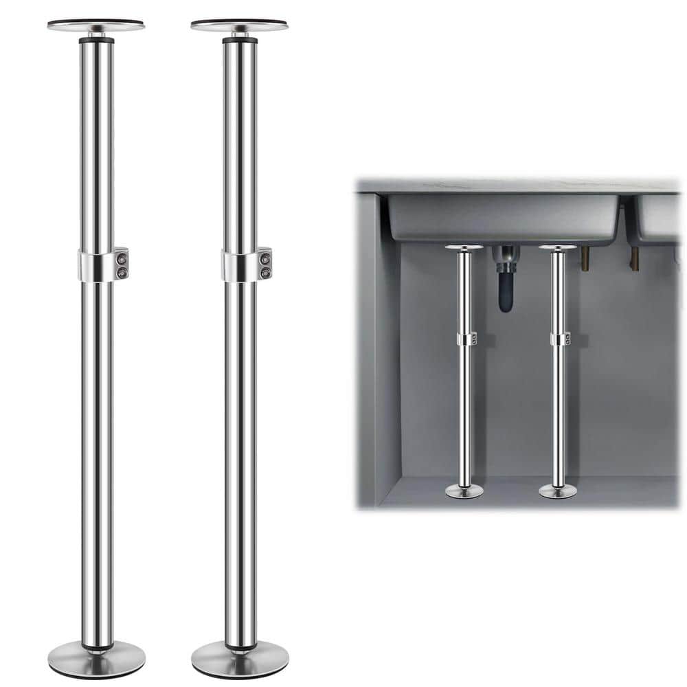 Numhew Adjustable Stainless Steel Undermount Sink Brackets Support Pole (2-Pack)