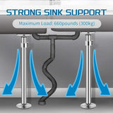 Numhew Adjustable Stainless Steel Undermount Sink Brackets Support Pole (2-Pack)