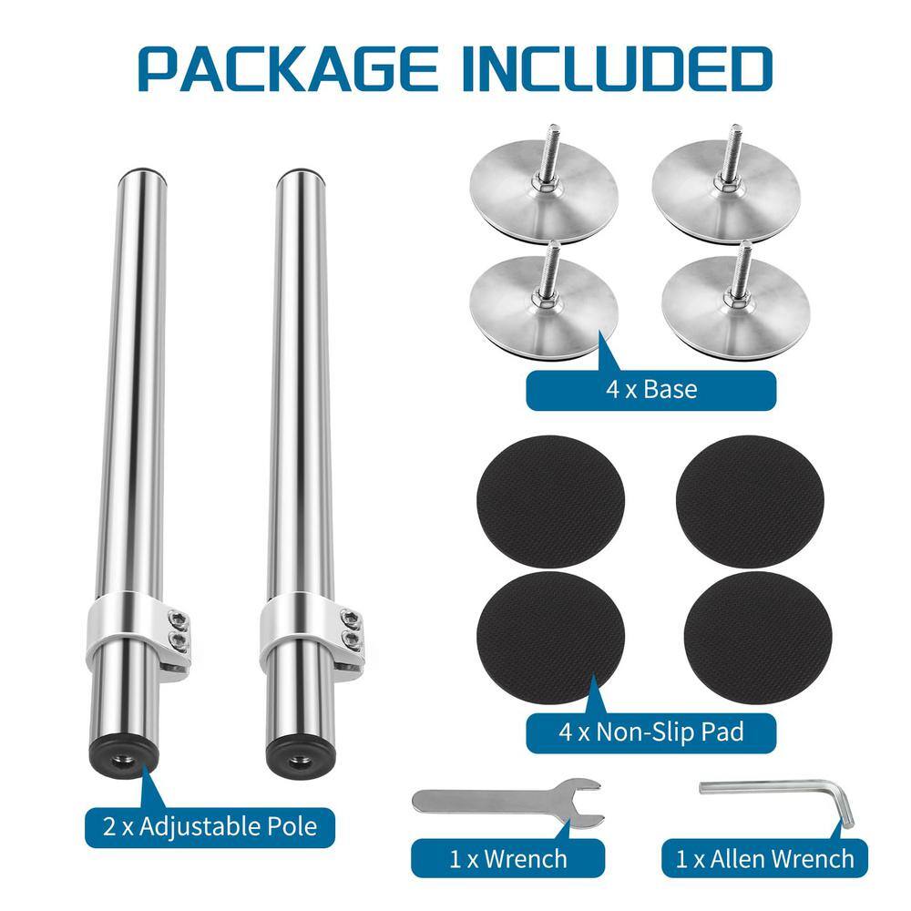 Numhew Adjustable Stainless Steel Undermount Sink Brackets Support Pole (2-Pack)