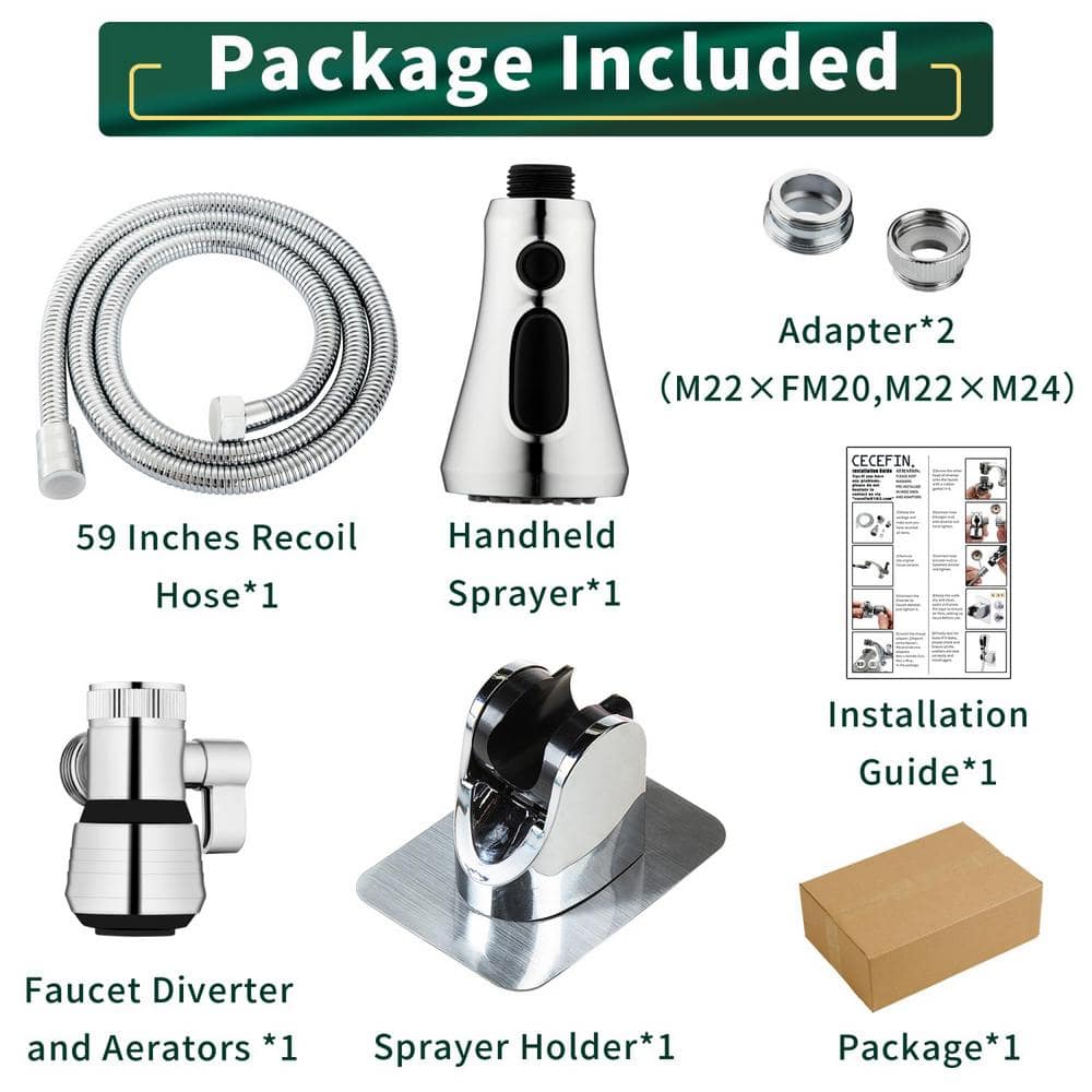 Numhew Sink Faucet Sprayer Set with 59-inch Hose, Water Saving Aerator