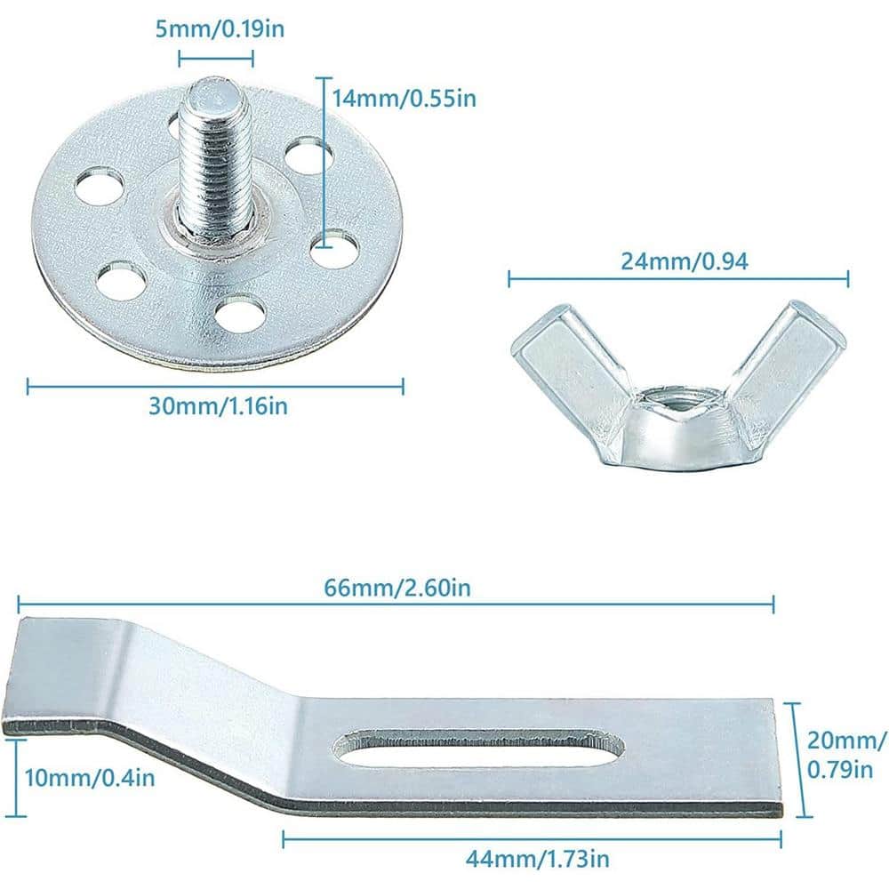 Numhew 0.4 in. H x 2.6 in. W x 0.79 in. D Silver Undermount Sink Clips, Sink Mounting Kit Bracket (24-Pack)