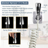 Numhew Kitchen Sink Sprayer Hose Attachment with Flexible Recoil Hose