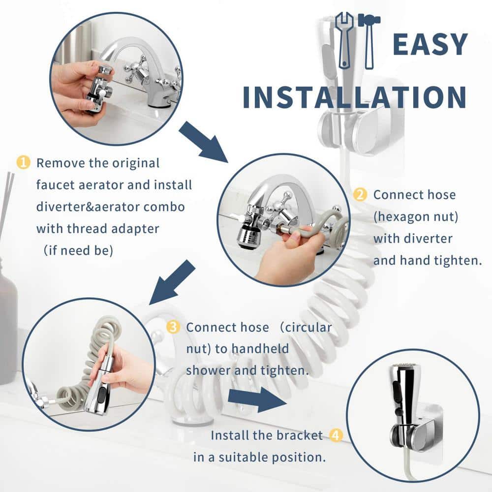 Numhew Kitchen Sink Sprayer Hose Attachment with Flexible Recoil Hose
