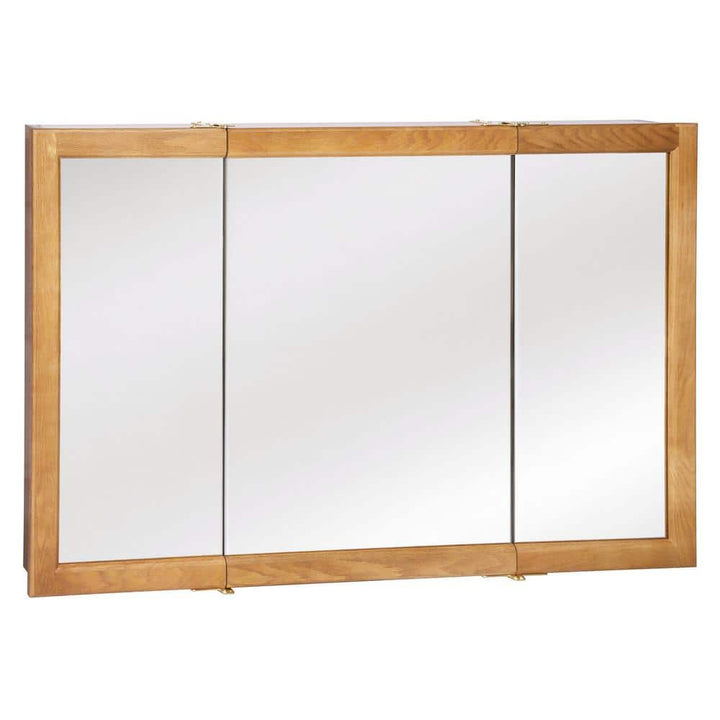 Design House Richland 48 in. x 30 in. 4-4/5 in. Surface-Mount Tri-View Bathroom Medicine Cabinet in Nutmeg Oak