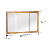 Design House Richland 48 in. x 30 in. 4-4/5 in. Surface-Mount Tri-View Bathroom Medicine Cabinet in Nutmeg Oak