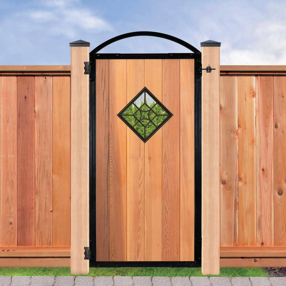 NUVO IRON 15 in. x 15 in. Black Cast Aluminum Square/Diamond Insert for Wooden Gate or Fence