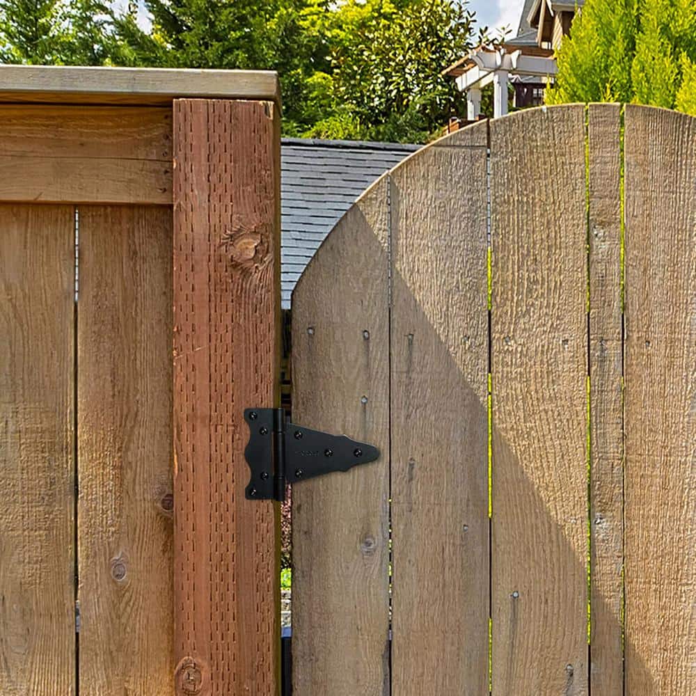 NUVO IRON 6 in. x 6 in. Black Galvanized Steel Tee Hinge (2-Pack)