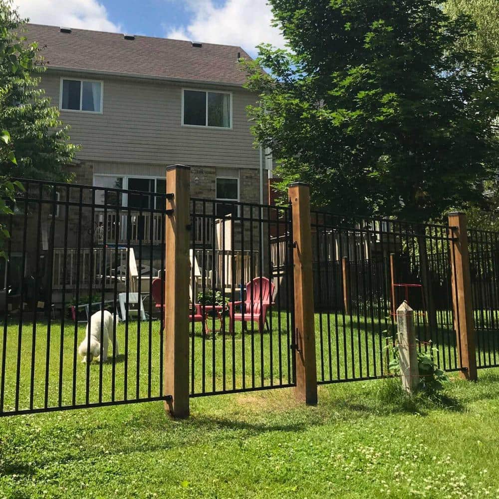 NUVO IRON Legacy Collection Powder Coated Black Galvanized Steel Wall Bracket for Fence Panels