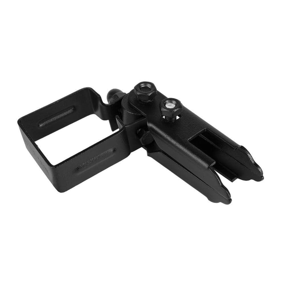 NUVO IRON Legacy Collection Powder Coated Black Galvanized Steel Universal Swivel Brackets for Fence Panels