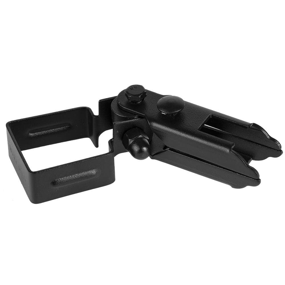 NUVO IRON Legacy Collection Powder Coated Black Galvanized Steel Universal Swivel Brackets for Fence Panels
