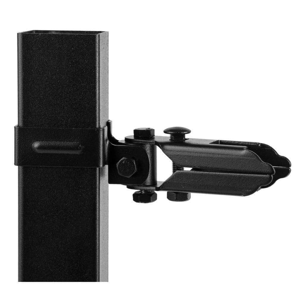 NUVO IRON Legacy Collection Powder Coated Black Galvanized Steel Universal Swivel Brackets for Fence Panels