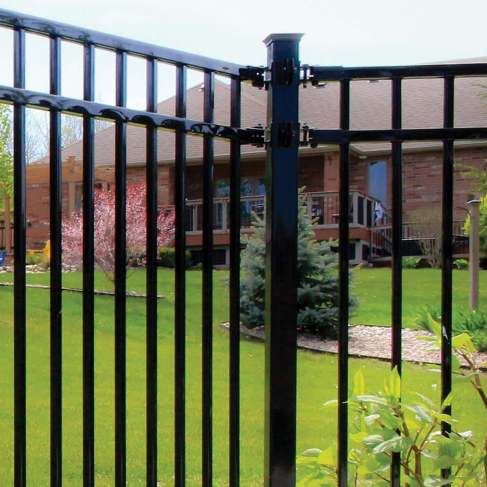 NUVO IRON Legacy Collection Powder Coated Black Galvanized Steel Universal Swivel Brackets for Fence Panels