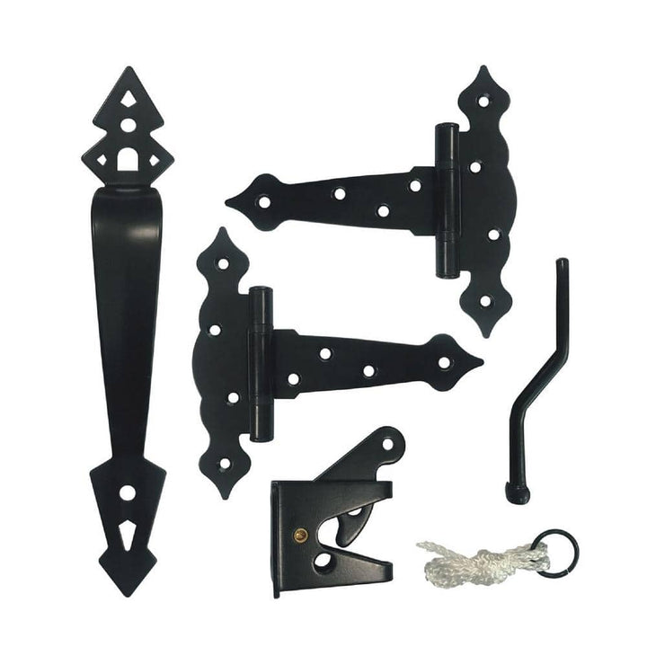 NUVO IRON 5 in. Black Galvanized Steel Decorative Ornamental Gate Hardware Kit (24-Pack)