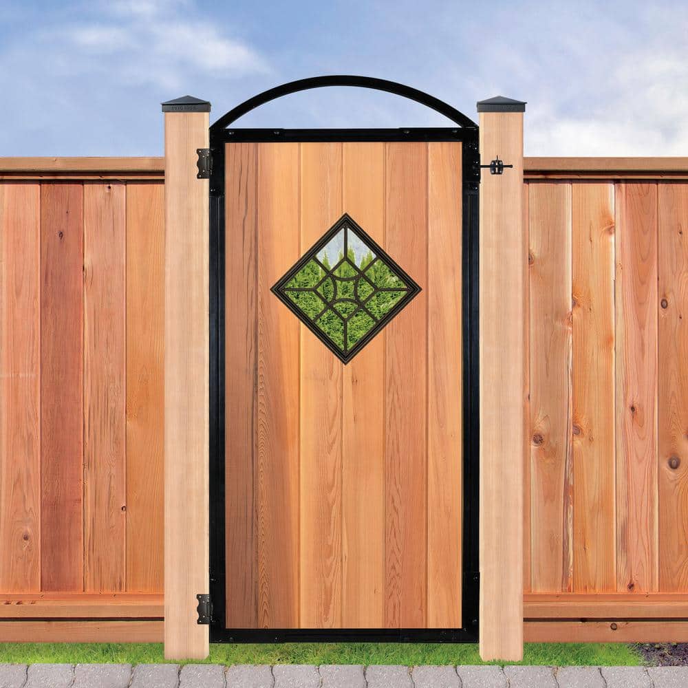 NUVO IRON EZ Install 6 Standard Fence Board Arched Pro Gate Frame with One 15 in. x 15 in. Square Diamond Insert