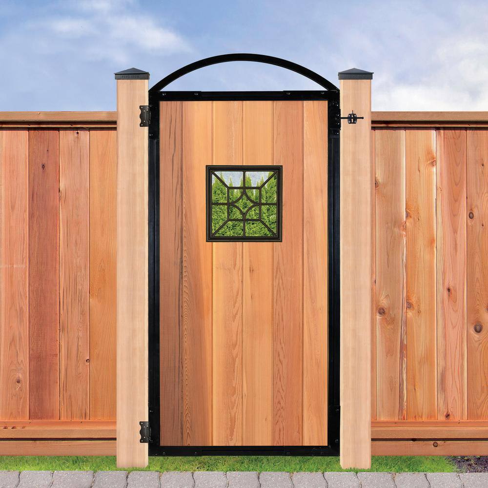 NUVO IRON EZ Install 6 Standard Fence Board Arched Pro Gate Frame with One 15 in. x 15 in. Square Diamond Insert