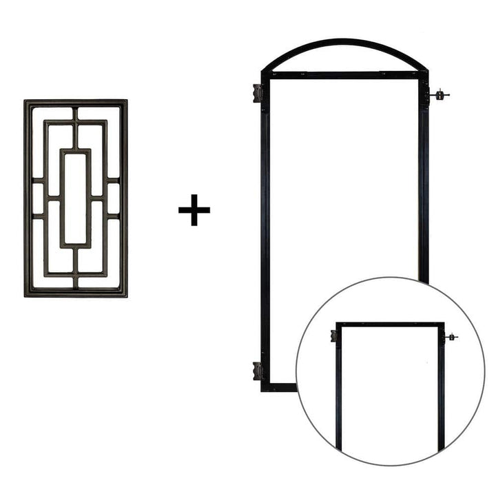 NUVO IRON EZ Install 6-Standard Fence Board Arched Pro Gate Frame with One 9 in. x 17 in. Rectangle Gate Insert