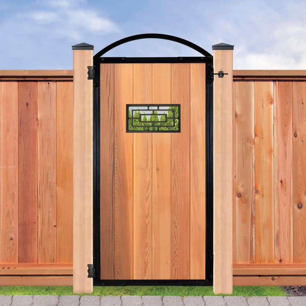 NUVO IRON EZ Install 6-Standard Fence Board Arched Pro Gate Frame with One 9 in. x 17 in. Rectangle Gate Insert