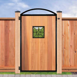 NUVO IRON EZ Install 8-Standard Fence Board Arched Pro Gate Frame with One 15 in. x 15 in. Square Diamond Insert