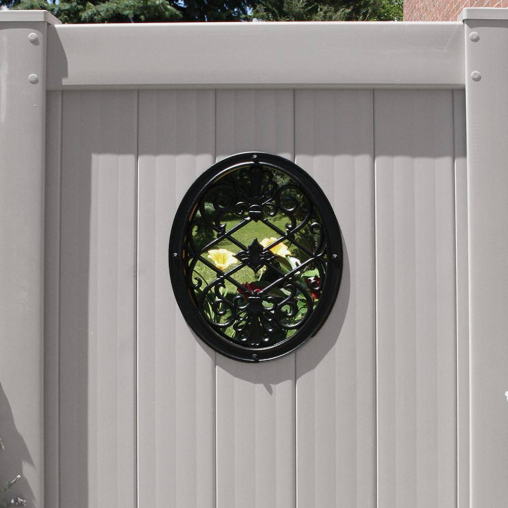 NUVO IRON EZ Install 8-Standard Fence Board Arched Pro Gate Frame with One 13 in. x 17 in. Oval Gate Insert