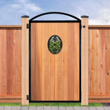NUVO IRON EZ Install 8-Standard Fence Board Arched Pro Gate Frame with One 13 in. x 17 in. Oval Gate Insert