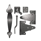NUVO IRON Wooden Gate Combo Kit with Two 6 in. Tee Hinges, Latch with Catch and Handle