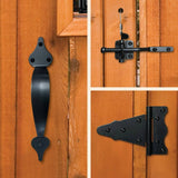 NUVO IRON Wooden Gate Combo Kit with Two 6 in. Tee Hinges, Latch with Catch and Handle