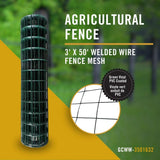 NUVO IRON Welded Wire Fence Mesh 3 ft. x 50 ft., Rectangular Mesh, Green Vinyl PVC Coated